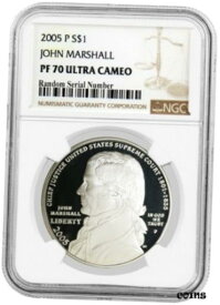 【極美品/品質保証書付】 アンティークコイン コイン 金貨 銀貨 [送料無料] 2005 P $1 John Marshall Commemorative Silver Dollar NGC PF70 Ultra Cameo