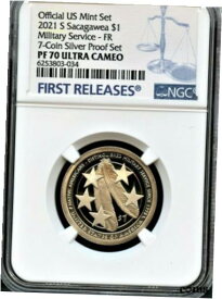 【極美品/品質保証書付】 アンティークコイン コイン 金貨 銀貨 [送料無料] 2021 S Sacagawea $1 Military FR From 7-Coin Silver Set NGC PF70 UC (Blue)