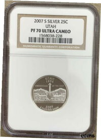 【極美品/品質保証書付】 アンティークコイン コイン 金貨 銀貨 [送料無料] 2007 S Silver Utah Quarter NGC PF70 Ultra Cameo