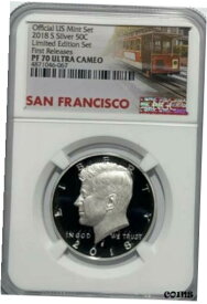 【極美品/品質保証書付】 アンティークコイン コイン 金貨 銀貨 [送料無料] 2018 S PROOF SILVER KENNEDY LIMITED EDITION SET NGC PF70 FIRST RELEASES TROLLEY