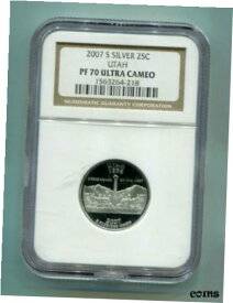 【極美品/品質保証書付】 アンティークコイン コイン 金貨 銀貨 [送料無料] 2007-S US Silver Quarter Utah - NGC PF70 Ultra Cameo