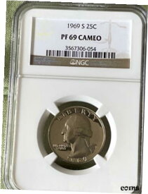 【極美品/品質保証書付】 アンティークコイン コイン 金貨 銀貨 [送料無料] 1969 S Washington Quarter 25c NGC PF 69 Cameo