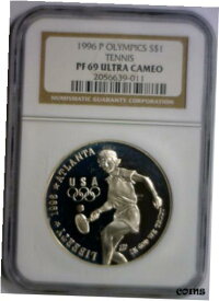 【極美品/品質保証書付】 アンティークコイン コイン 金貨 銀貨 [送料無料] 1996 P Tennis Olympics Commemorative Dollar Proof $1 NGC PF69 PF 69 UCAM