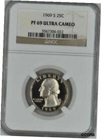 【極美品/品質保証書付】 アンティークコイン コイン 金貨 銀貨 [送料無料] 1969-S Proof Washington Quarter 25C NGC PF 69 Ultra Cameo