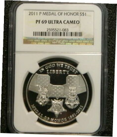 【極美品/品質保証書付】 アンティークコイン コイン 金貨 銀貨 [送料無料] 2011-P Medal of Honor Commemorative Silver Dollar NGC PF69 ULTRA CAMEO PROOF