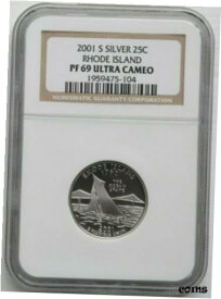 【極美品/品質保証書付】 アンティークコイン コイン 金貨 銀貨 [送料無料] 2001 S Silver Quarter (25C), Rhode Island State, NGC PF69 Ultra Cameo Graded