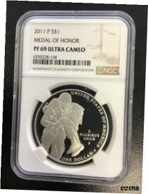 【極美品/品質保証書付】 アンティークコイン コイン 金貨 銀貨 [送料無料] 2011-P Medal of Honor Silver Commemorative Dollar NGC PF69 UC