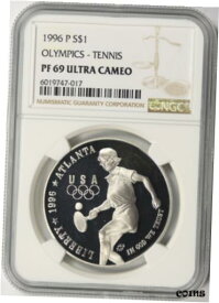 【極美品/品質保証書付】 アンティークコイン コイン 金貨 銀貨 [送料無料] 1996-P $1 Olympics Tennis Commemorative Dollar NGC PF69 Ultra Cameo