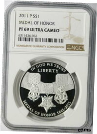 【極美品/品質保証書付】 アンティークコイン コイン 金貨 銀貨 [送料無料] 2011-P $1 Medal of Honor Commemorative Silver Dollar NGC PF69UCAM