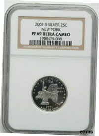 【極美品/品質保証書付】 アンティークコイン コイン 金貨 銀貨 [送料無料] 2001 S Silver Quarter (25C), New York State, NGC PF69 Ultra Cameo Graded