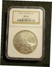 【極美品/品質保証書付】 アンティークコイン コイン 金貨 銀貨 [送料無料] 2005 P Marines Commemorative Dollar NGC MS 70