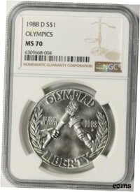 【極美品/品質保証書付】 アンティークコイン コイン 金貨 銀貨 [送料無料] 1988-D Olympics Commemorative Silver Dollar $1 NGC MS70