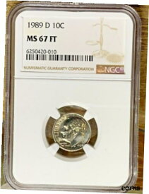 【極美品/品質保証書付】 アンティークコイン コイン 金貨 銀貨 [送料無料] 1989 D Roosevelt 10c, NGC Certified MS 67 FT, 010B