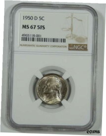 【極美品/品質保証書付】 アンティークコイン コイン 金貨 銀貨 [送料無料] 1950-D Jefferson Nickel CERTIFIED NGC MS 67 5-Full Steps 5-Cents
