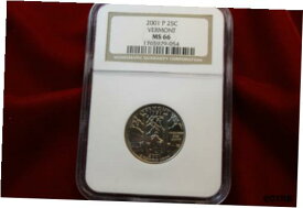 2001-P バーモント NGC MS 66、州政府地区、未流通、2001-P VERMONT NGC MS 66, STATEHOOD QUARTER, UNCIRCULATED,