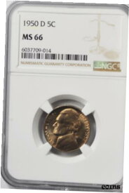 【極美品/品質保証書付】 アンティークコイン コイン 金貨 銀貨 [送料無料] 1950 D 5c Jefferson Nickel Five Cents NGC MS66 BU Denver