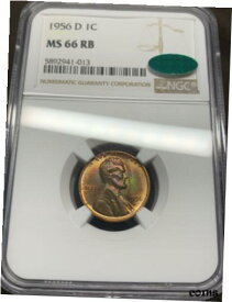 【極美品/品質保証書付】 アンティークコイン コイン 金貨 銀貨 [送料無料] 1956-D Lincoln Cent NGC MS66RB CAC. Rainbow Toning! Rare with CAC