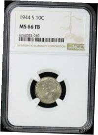 【極美品/品質保証書付】 アンティークコイン コイン 金貨 銀貨 [送料無料] 1944 S 10c Silver Mercury Dime NGC MS 66 FB | Full Bands Uncirculated BU