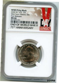 2020-W ウィア ファーム クォーター NGC MS66 が V75 世界大戦特権 BR91 を初リリース2020-W Weir Farm Quarter NGC MS66 First Releases V75 World War Privy BR91