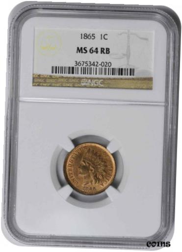 アンティークコイン コイン 金貨 銀貨 [送料無料] 1865 Indian Cent Fancy 5 MS64RB NGCのサムネイル
