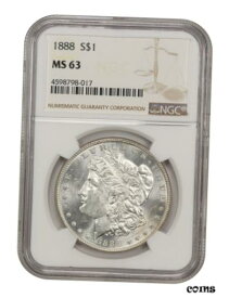 【極美品/品質保証書付】 アンティークコイン コイン 金貨 銀貨 [送料無料] 1888 $1 NGC MS63 - Morgan Silver Dollar - Bright Luster