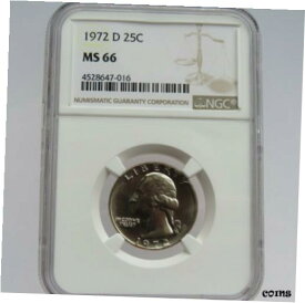 【極美品/品質保証書付】 アンティークコイン コイン 金貨 銀貨 [送料無料] 1972 D WASHINGTON QUARTER 25C NGC CERTIFIED MS 66 F#7016