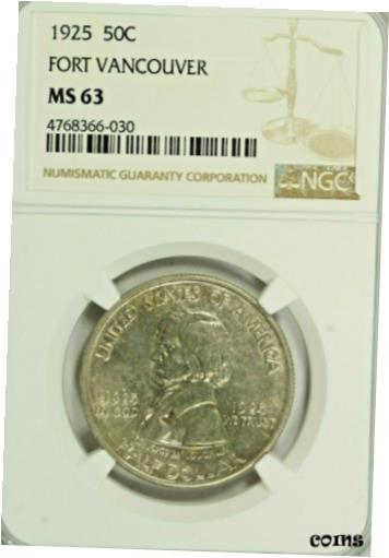アンティークコイン コイン 金貨 銀貨 [送料無料] 1925 Fort Vancouver Commemorative Half Dollar : NGC MS63のサムネイル