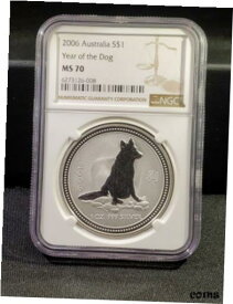 【極美品/品質保証書付】 アンティークコイン コイン 金貨 銀貨 [送料無料] 2006 AUSTRALIA YEAR OF THE DOG 1oz .999 SILVER LUNAR $1 - NGC MS 70