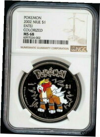 【極美品/品質保証書付】 アンティークコイン コイン 金貨 銀貨 [送料無料] 2002 Niue $1 Pokemon Coin Entei Colorized NGC MS68