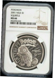 【極美品/品質保証書付】 アンティークコイン コイン 金貨 銀貨 [送料無料] 2001 Niue $1 Pokemon Coin Squirtle #07 NGC MS66