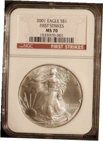 【極美品/品質保証書付】 アンティークコイン 銀貨 2001 $1 1 oz. Mint State American Silver Eagle NGC MS 70 First Strikes *Pop 16* [送料無料] #sot-wr-9052-2653