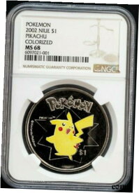【極美品/品質保証書付】 アンティークコイン コイン 金貨 銀貨 [送料無料] 2002 Niue $1 Pokemon Coin Pikachu Colorized NGC MS68