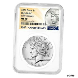 【極美品/品質保証書付】 アンティークコイン コイン 金貨 銀貨 [送料無料] 2021 Peace Silver Dollar Centennial NGC MS 70 ER (Peace Label)
