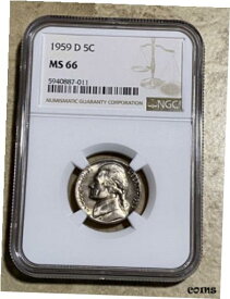 【極美品/品質保証書付】 アンティークコイン コイン 金貨 銀貨 [送料無料] 1959 D 5c NGC MS 66