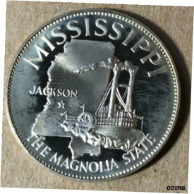【極美品/品質保証書付】 アンティークコイン コイン 金貨 銀貨 [送料無料] Franklin Mint Mississippi The Magnolia State .45 oz Sterling Silver Round