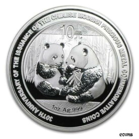 【極美品/品質保証書付】 アンティークコイン コイン 金貨 銀貨 [送料無料] 2009 Chinese 1 oz Silver Panda 30th Anniversary Mint State Condition