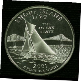 【極美品/品質保証書付】 アンティークコイン コイン 金貨 銀貨 [送料無料] 50 State Proof Silver Quarter. 2001S. Gem Uncirculated. Rhode Island. Lot # 001