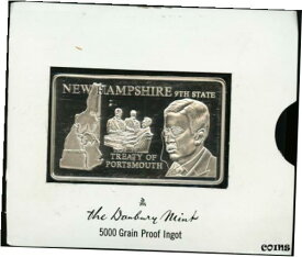 【極美品/品質保証書付】 アンティークコイン コイン 金貨 銀貨 [送料無料] Danbury Mint 50 States New Hampshire 5000 Grain Proof Sterling Silver Ingot Bar