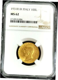 【極美品/品質保証書付】 アンティークコイン 金貨 1931 R IX GOLD ITALY 100 LIRE NGC MINT STATE 62 VITTORIO EMANUELE III [送料無料] #got-wr-9092-253