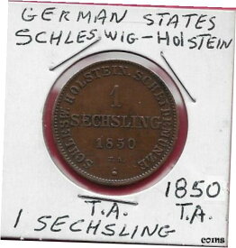 【極美品/品質保証書付】 アンティークコイン コイン 金貨 銀貨 [送料無料] GERMAN STATES SCHLESWIG-HOLSTEIN 1 SECHSLING 1850-T.A. 203,000 MINTED,ARMS OF SC