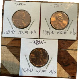 3 1981 D 造幣局マーク US ペニー 米国ペニー 1 セント コイン sn48343 1981 D Mint Mark US Pennies United States Penny 1 Cent Coins sn4834