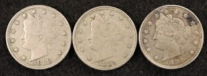 3���Z�b�g - 1883�N���uNo Cents�vLiberty�uV�v�j�b�P�� - ��ԗǍD�iFine+�`XF�j