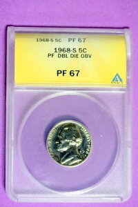 1968-S 5C ANACS PF 67 DBL �_�C OBV �W�F�t�@�[�\�� �j�b�P�� #B30009