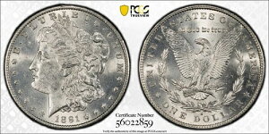 1891-S �����K���E�_���[ PCGS UNC �ڍא��ς� - ���ʎd�グ - �I���W�i������