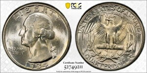1934�N���V���g���N�H�[�^�[PCGS MS-64���C�g���b�g�[