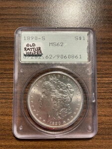 1890-S ���[�K����� $1 PCGS �~���g�X�e�[�g 62 MS 62 �I�[���h�O���[���z���_�[ ���g���[