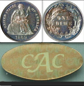 1869 NGC PR61 �S�[���h CAC Pop ONE �I�[���v���[�t 10�Z���g�ȉ� PR62 (1796�N�ȍ~)!! �����_�C��