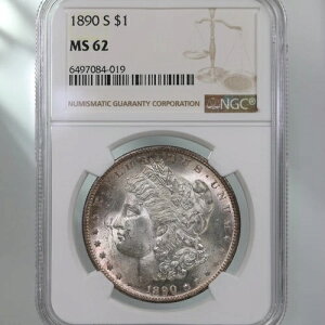 1890-S �����K�� $1 NGC�F�� MS62 �T���t�����V�X�R�����ǔ��s �č����