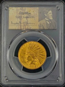 PCGS MS62 1908�N ���b�g�[�Ȃ� �C���f�B�A�� 10�h�����C�[�O�� 0.4838�I���X �č����� 82675950