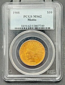 1908�N P 10�h�����݃C���f�B�A���w�b�h�A���b�g�[ PCGS MS 62�A�����O���[�h